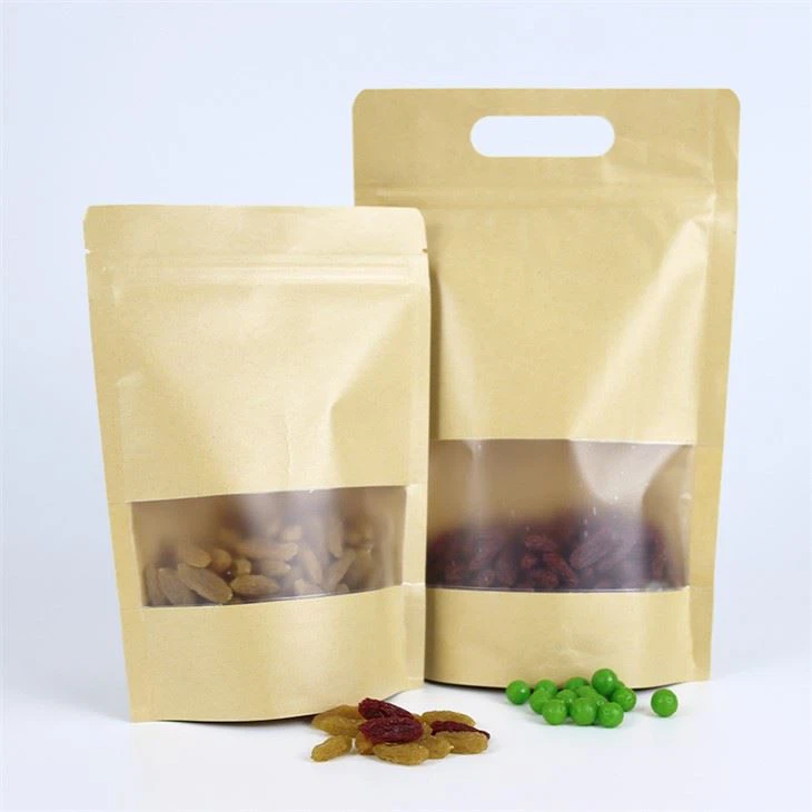 Zipper Brown Kraft Papur Resealable Ziplock stand up Ziplock Bag